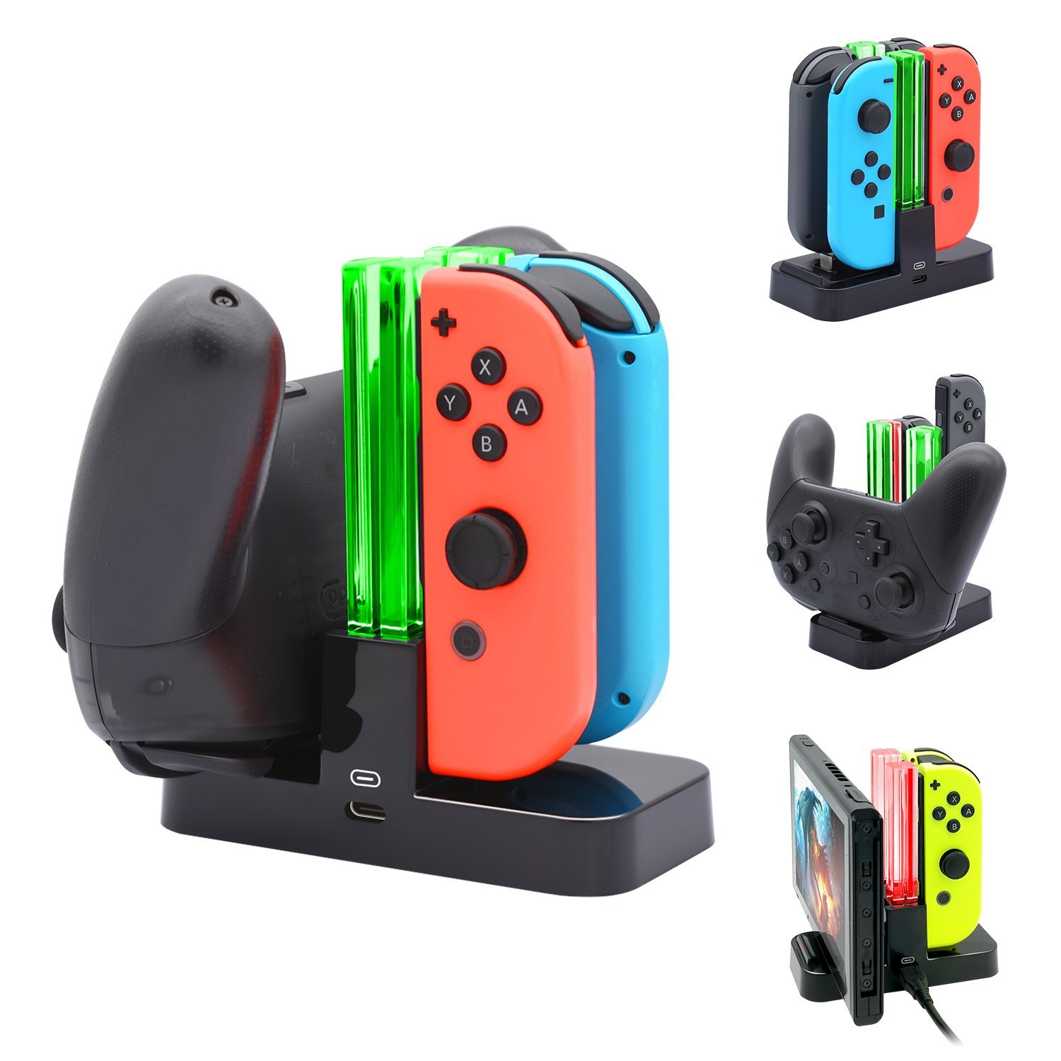 Joy Con Soporte De Cargador Para Nintendo Switch Joycons, Cargador De  Controlador De Interruptor Para Switch OLED Joycons, Base De Carga Joycon  De