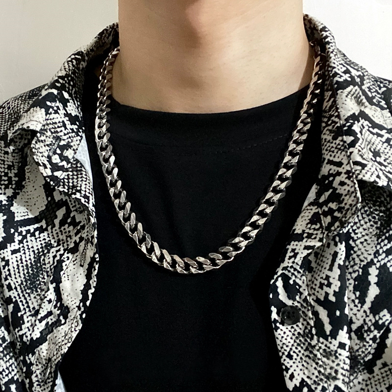 Men's Titanium Steel Cuban Chain Necklace, Hip Hop Style