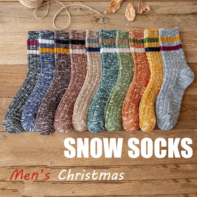 10pairs Men's Christmas Snowflake Print Striped Breathable Socks