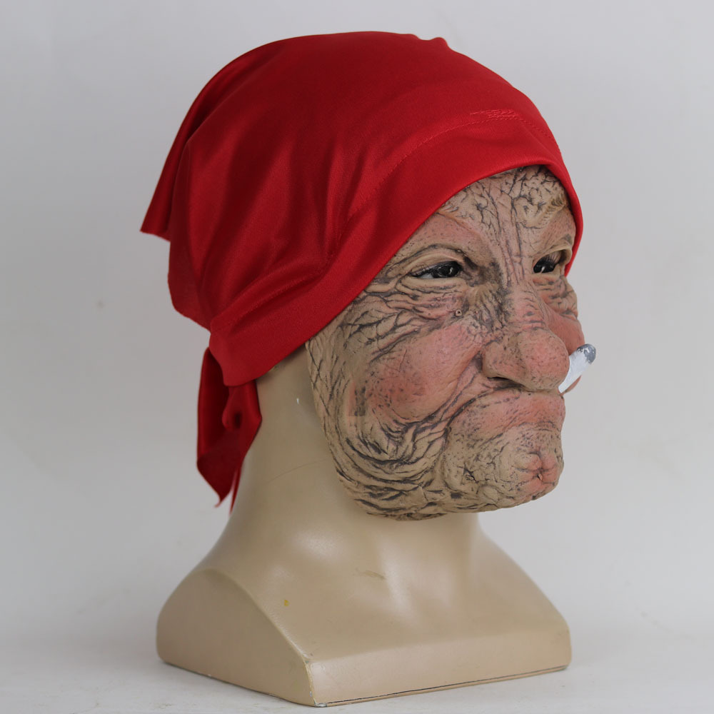 Little Red Hood Smoking Grandma Old Woman Mask Party Props Halloween, ideal  choice for gifts