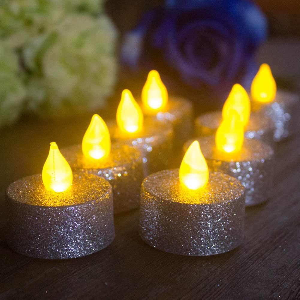 silver led tea lights