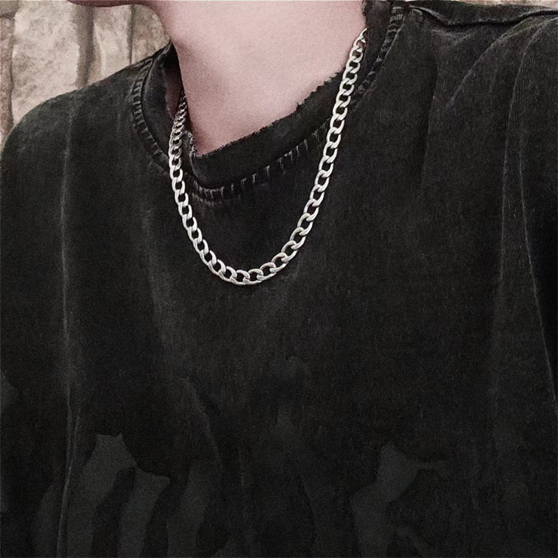 Men's Titanium Steel Cuban Chain Necklace, Hip Hop Style