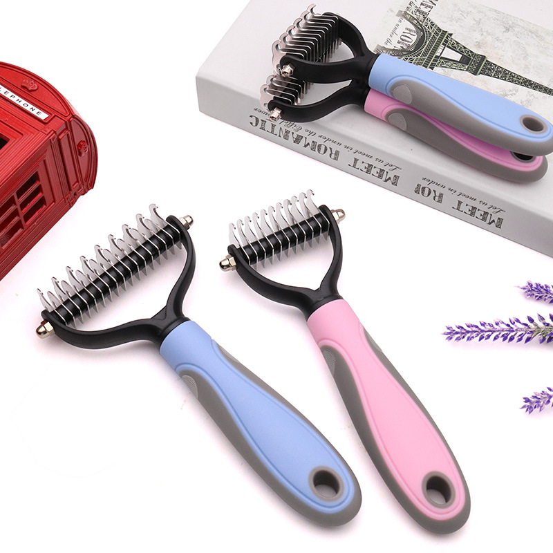 2-in-1 Puppy Grooming Brush - Removes Undercoat Mats, Reduces Shedding, Massages