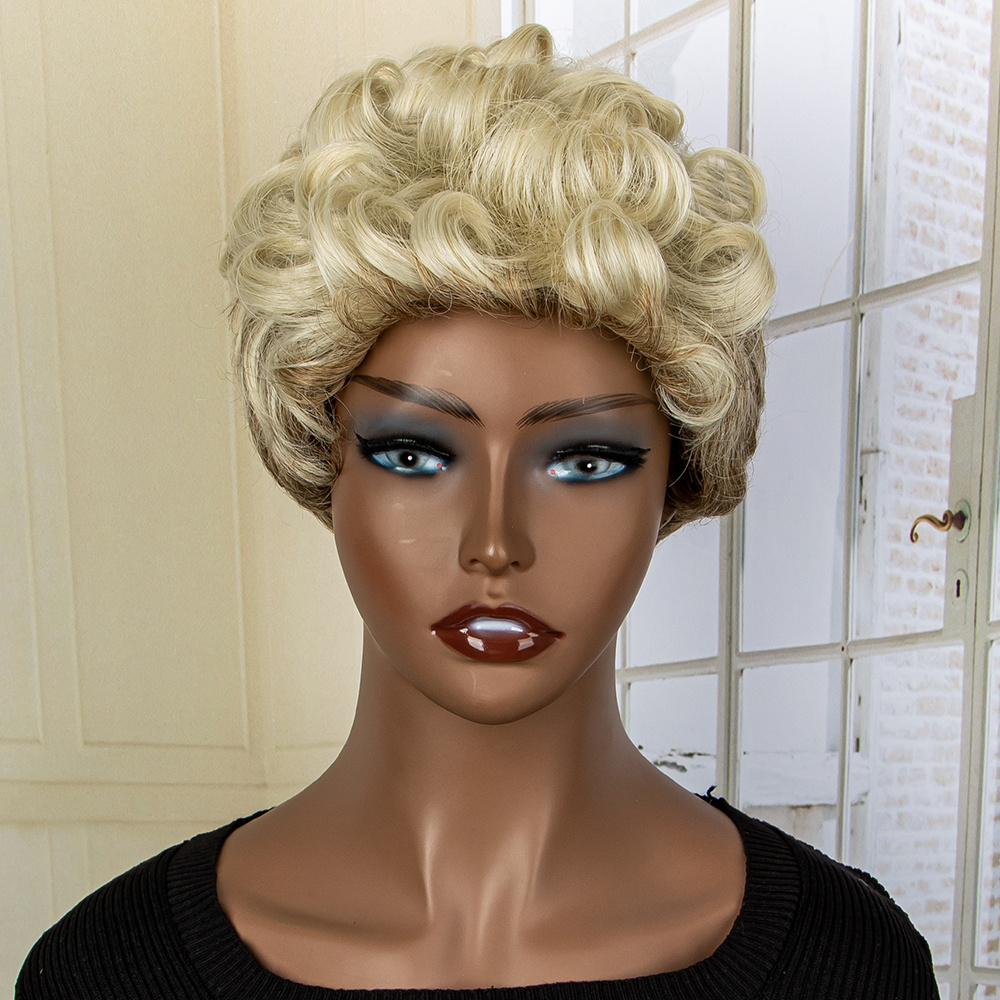 Blonde Short Curly Shag Wigs For Women Synthetic Hair Temu