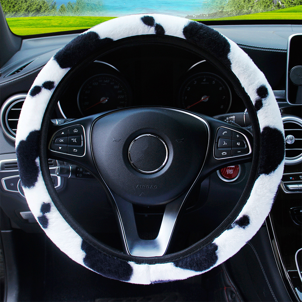 Car Plush Cute Steering Wheel Cover Automotive Temu