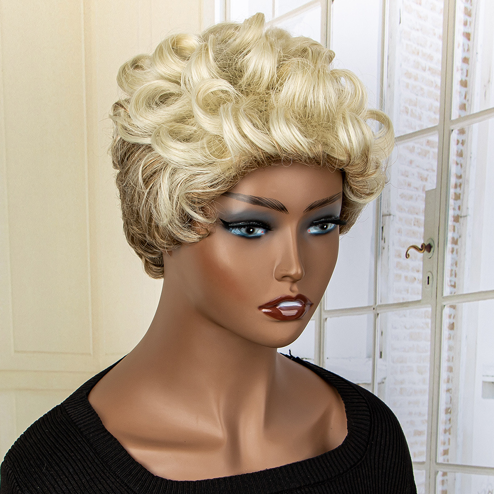 Short Curly Blonde Wigs White Women Heat Resistant Fiber Temu