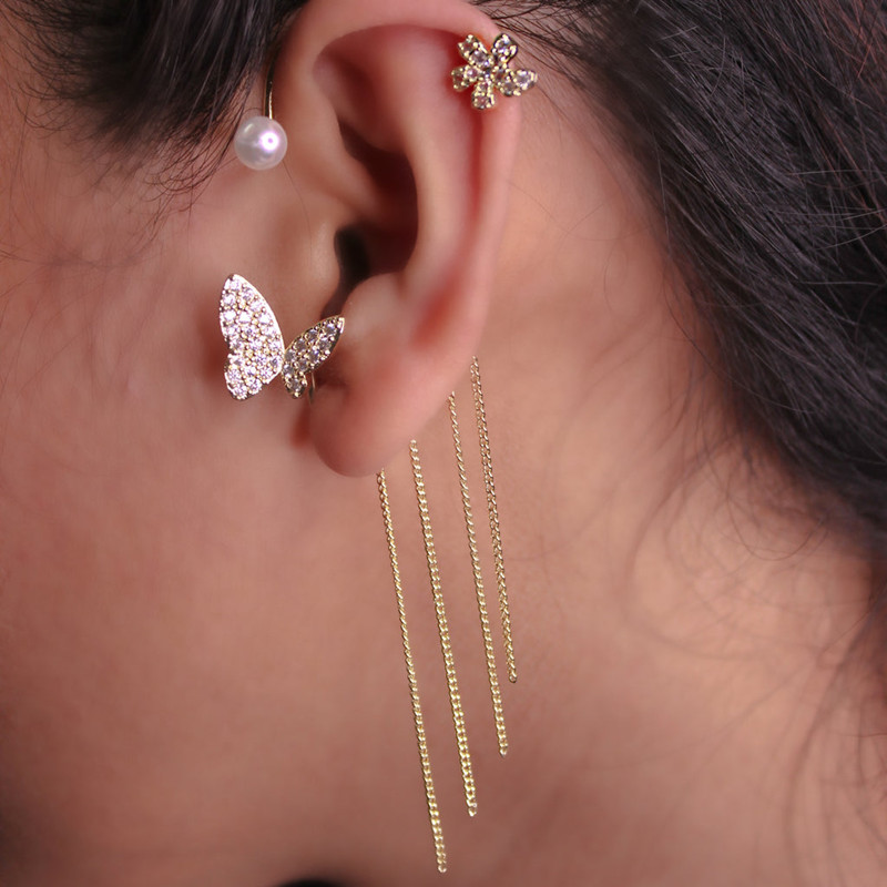 Butterfly Cuff Chain Earrings Wrap Tassel Earrings India