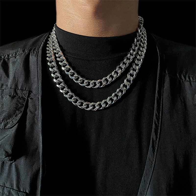 Men's Titanium Steel Cuban Chain Necklace, Hip Hop Style
