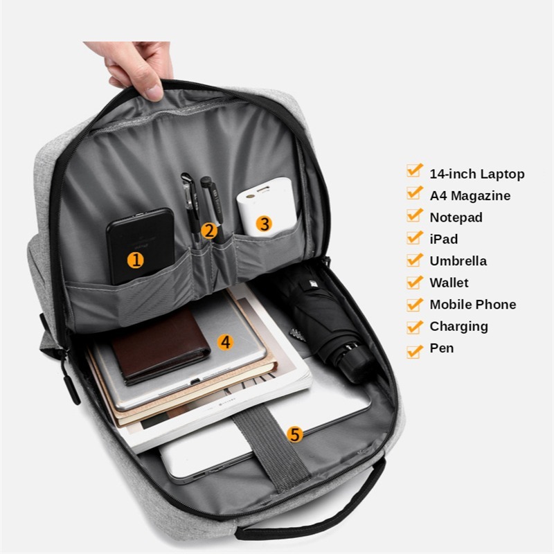 Mochila grande de viaje y para laptop, de 17-17.3 pulgadas, es impermeable,  antirrobo, con cerradura y puerto de carga USB, para negocios, escuela