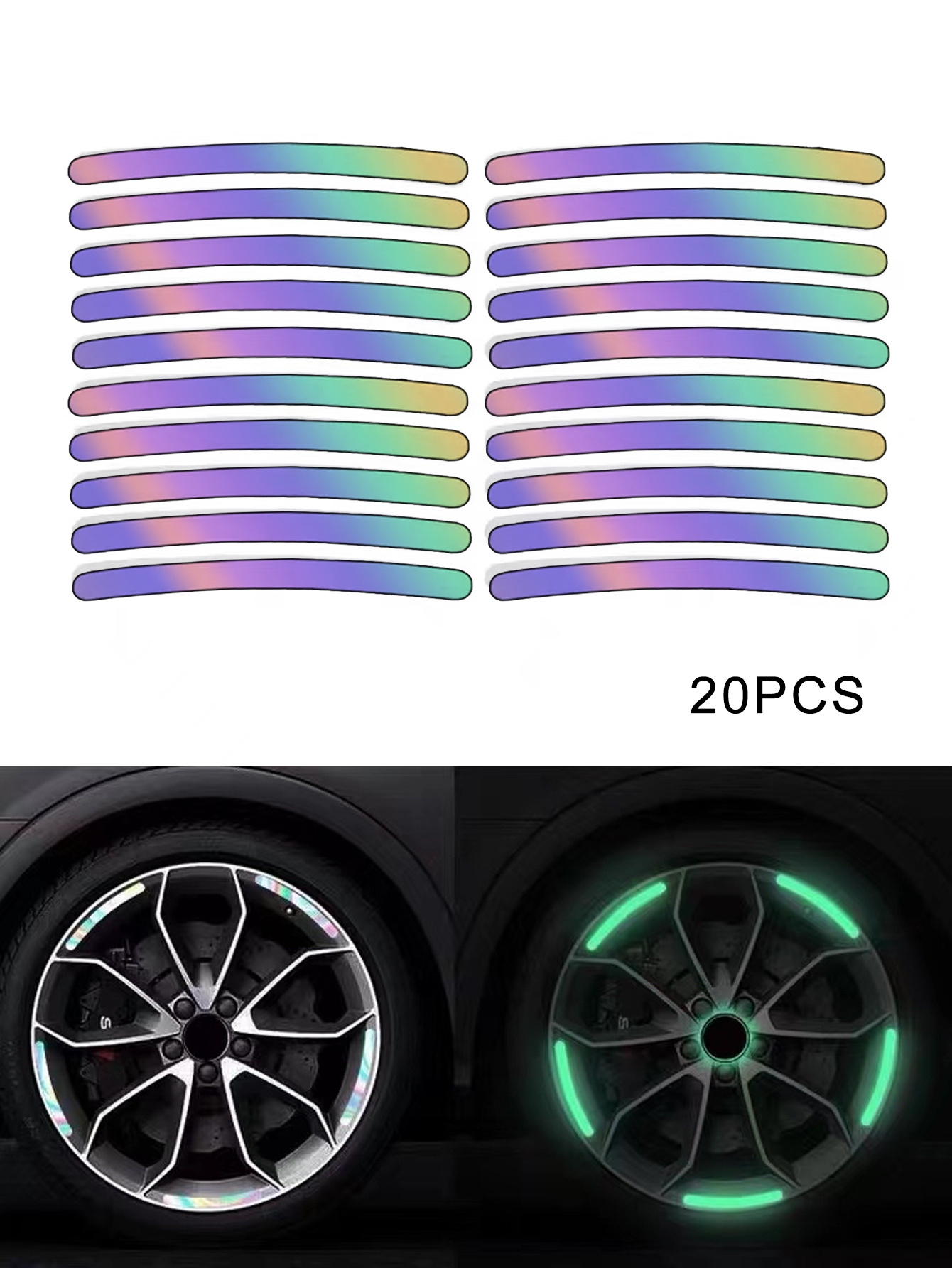 Colorful Reflective Strips For Car Wheels, Nightdriving Safety Warning