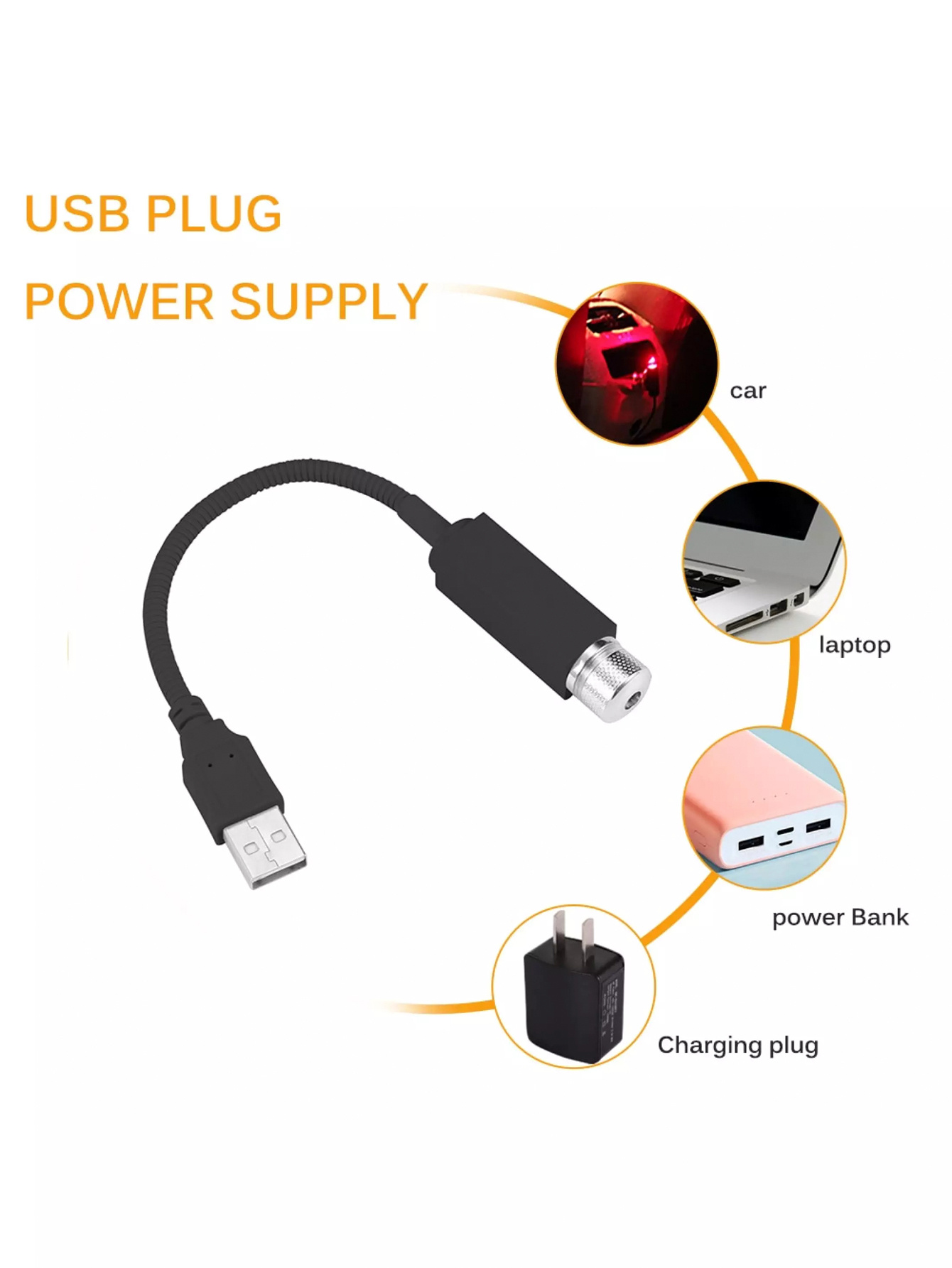 Car Star Roof Red Ambient Light Usb Interface Temu