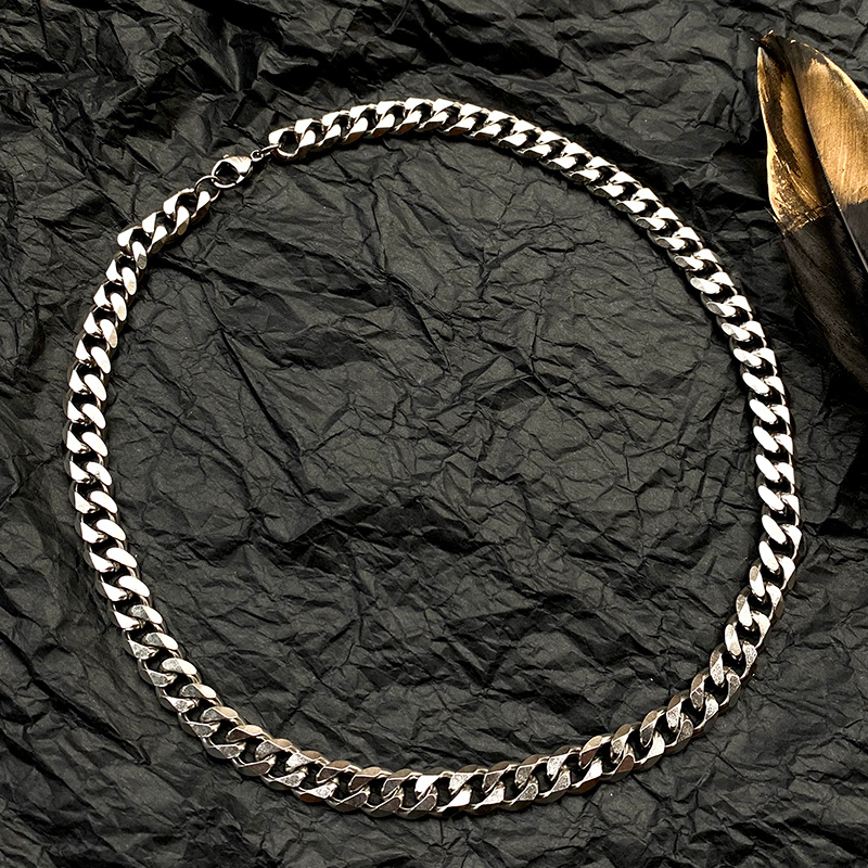Men's Titanium Steel Cuban Chain Necklace, Hip Hop Style