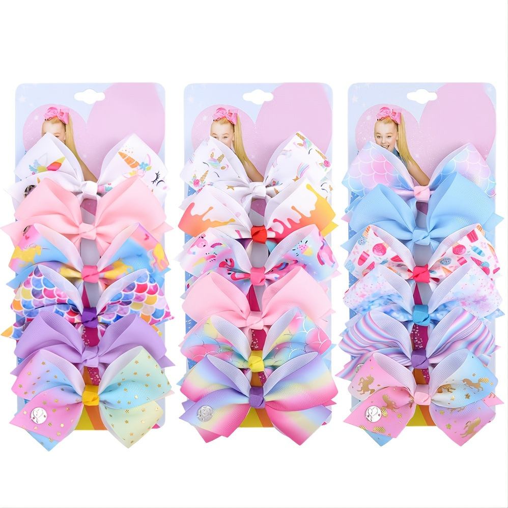 6pcs/set Kids Sweet Butterfly Flower Print Knot Hair Accessories Set Hair Clips