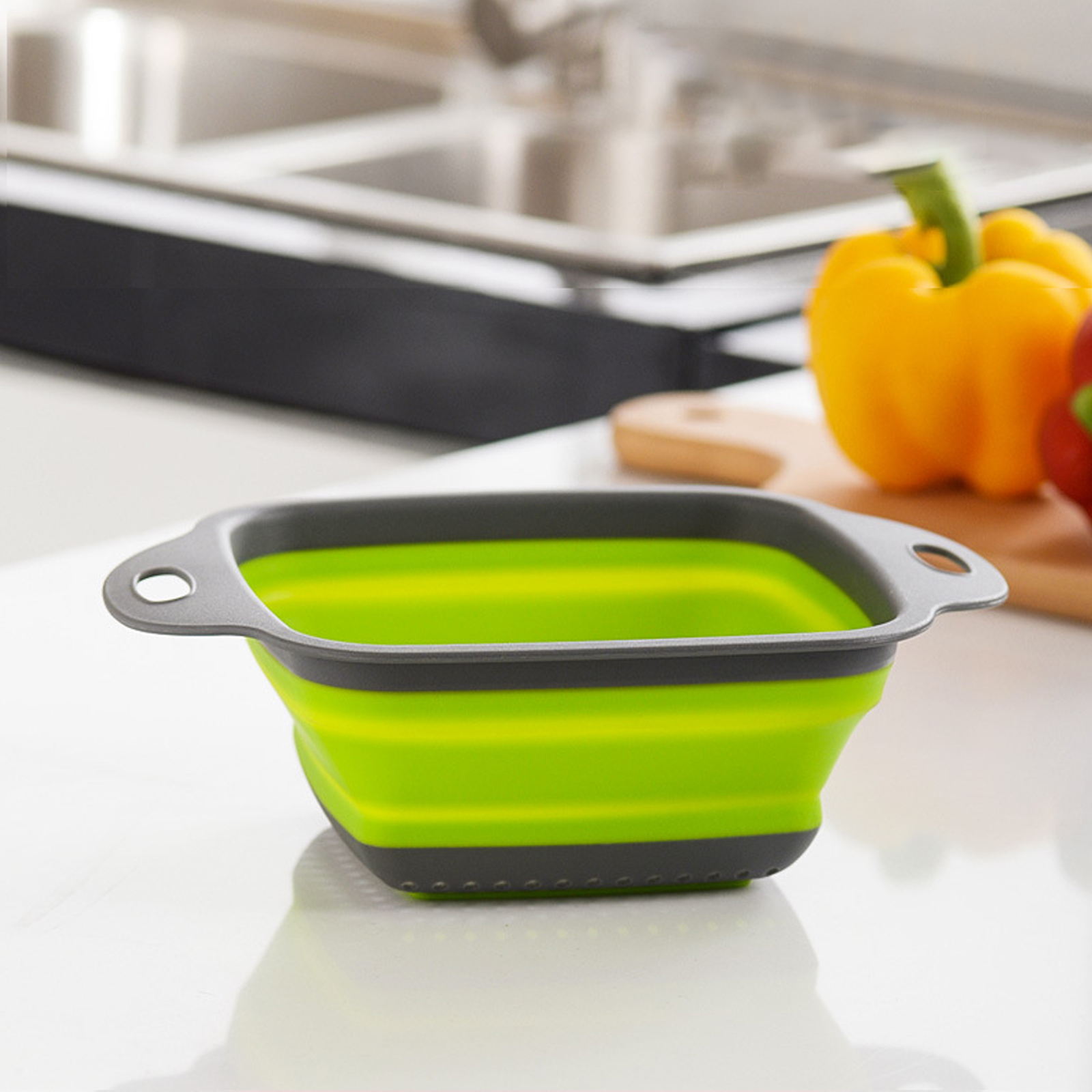 Jokari Healthy Steps Pasta Portion Control Collapsible Silicone Strainer  Basket - Green - Bed Bath & Beyond - 29790094