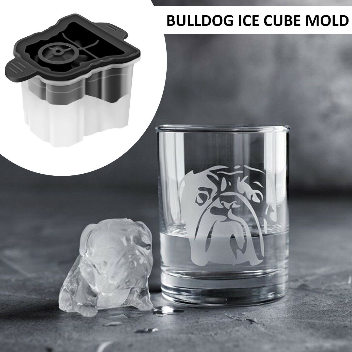 1pc, Silicone Ice Cube Tray Bulldog Ice Mold Creative Whiskey Ice Cube Mold  Ice Maker Mold With Spill-Resistant Lid Fancy & Cute Ice Cube Container Fo