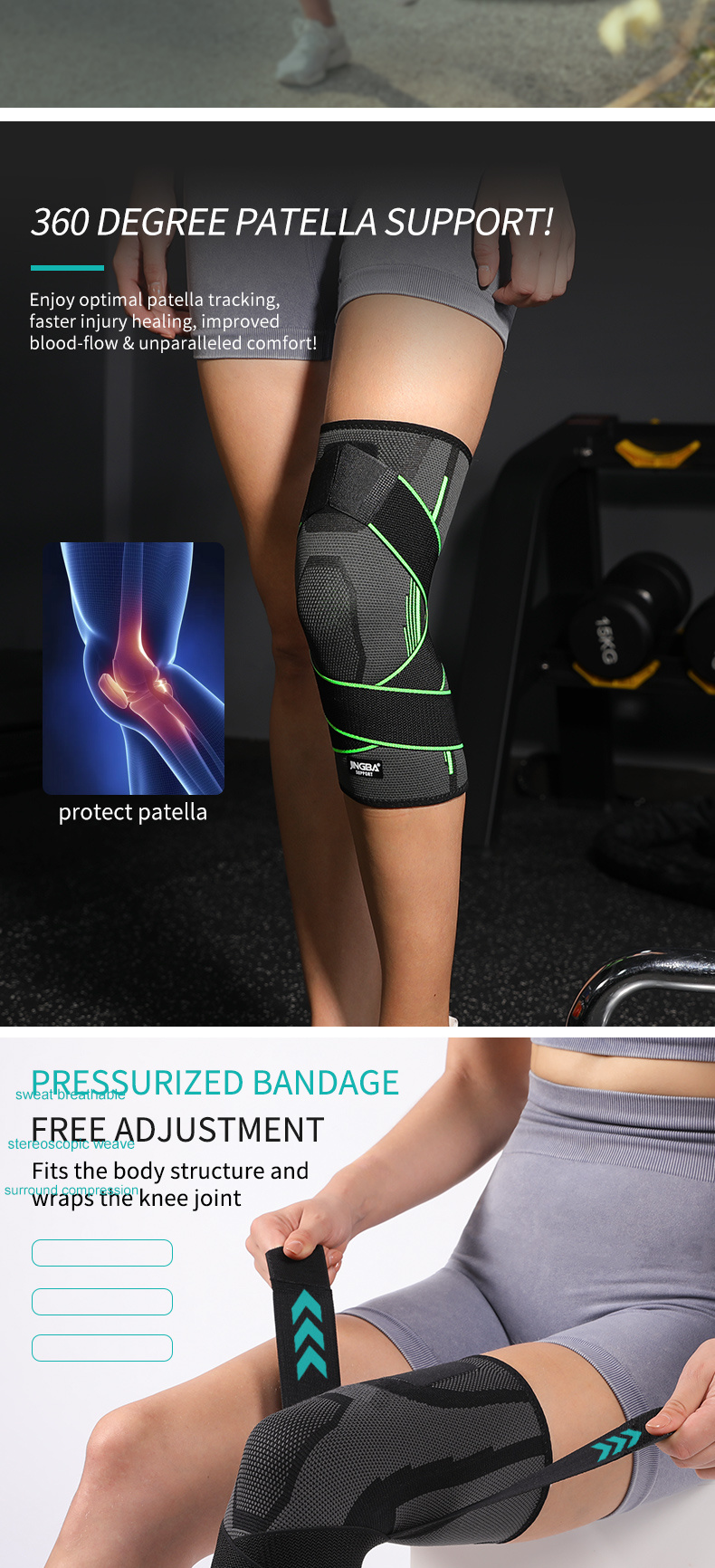 𝗝𝗜𝗡𝗚𝗕𝗔 ™ Adjustable knee brace with splints – EmBrace
