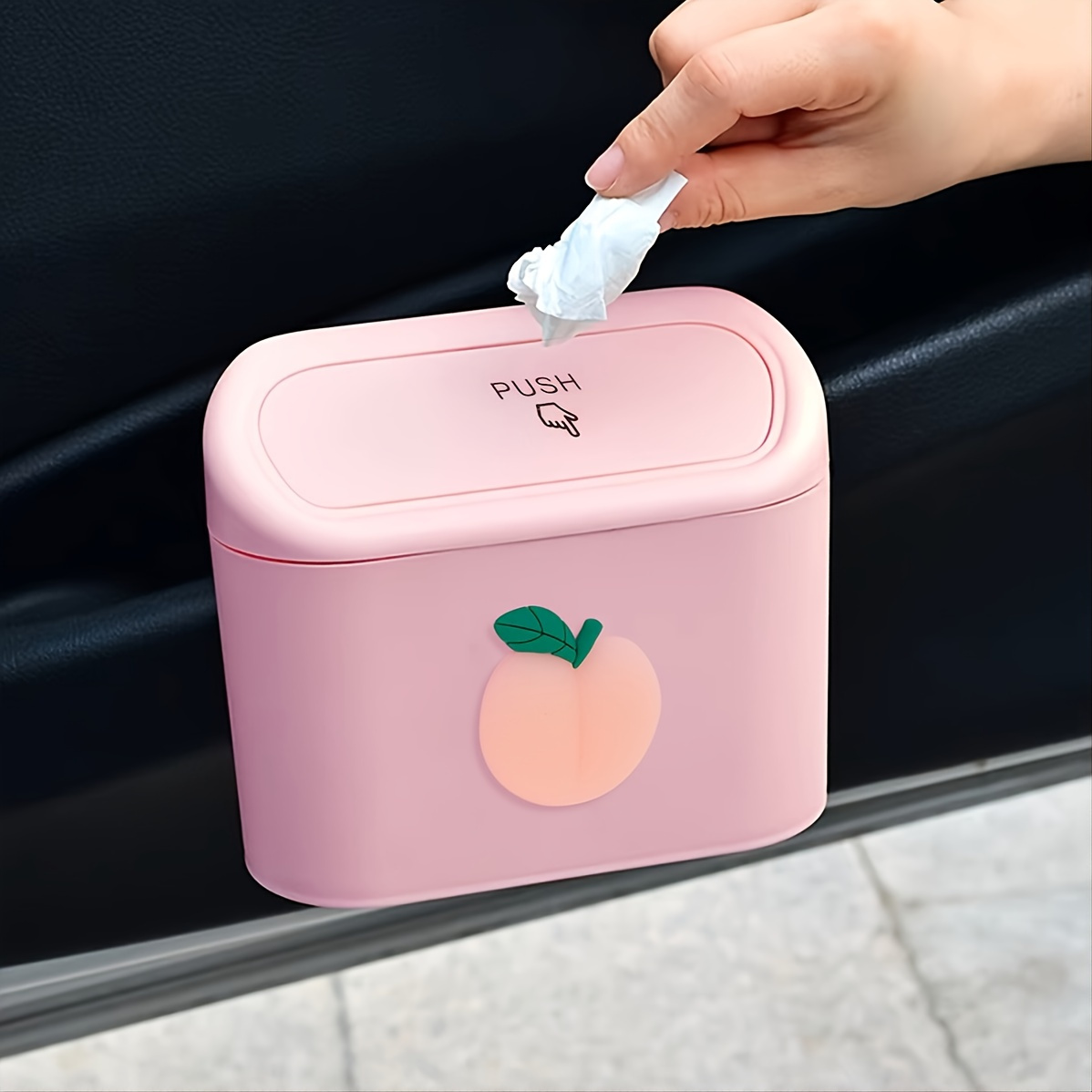 

Cute Cartoon Car Trash Can With Flip-top Lid - Keep Your Car Clean And Tidy!