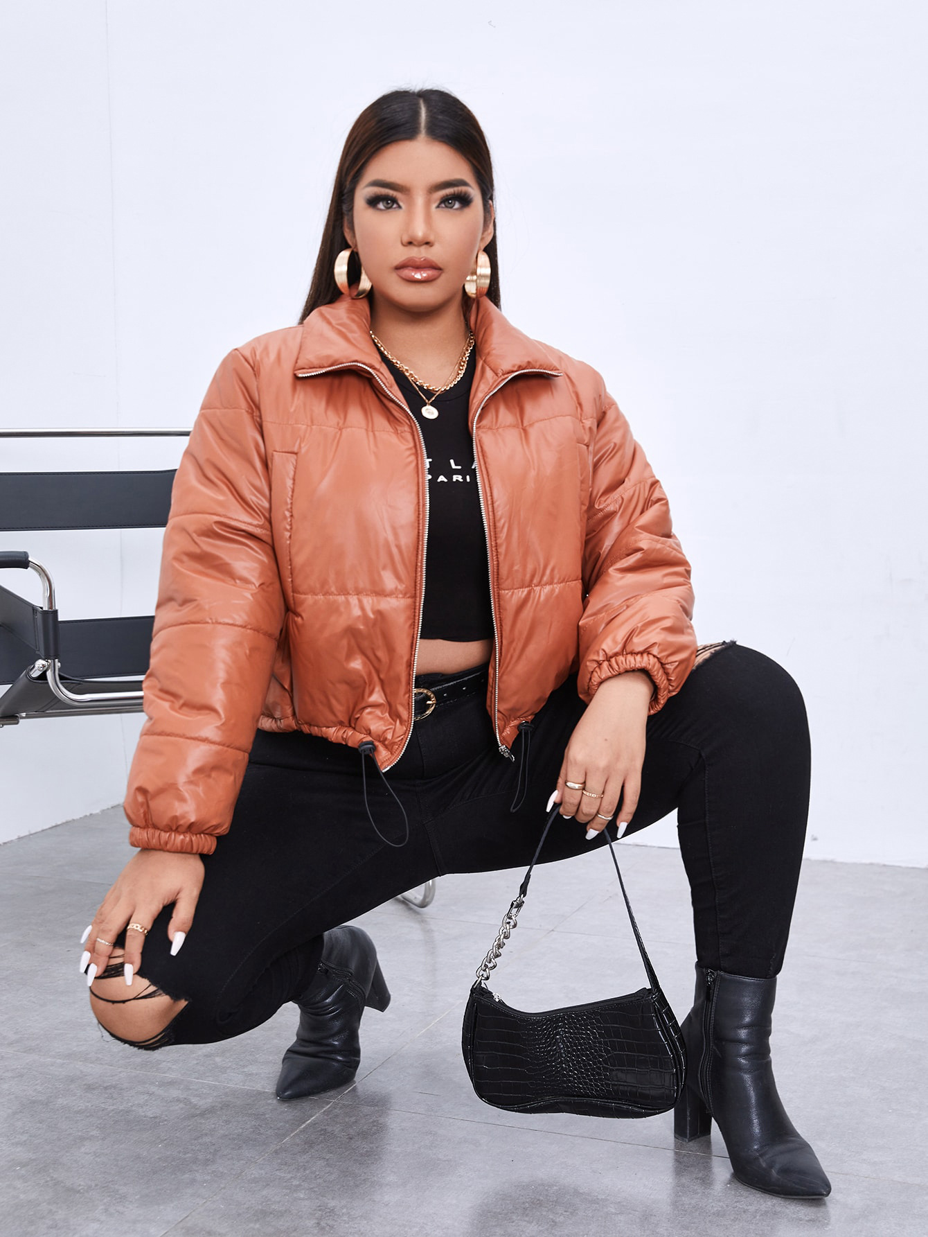 Shein Ezwear Leather Coat Shein SHEIN EZwear Drop Shoulder Long