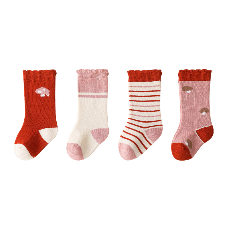 4 Paires De Chaussettes Pour Bébé 612 Mois 16 Ans Unisexe Rayures Imprimer Couleur