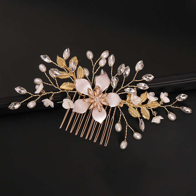 Oubeiduo Girls Silver White Clips Wedding Hair Comb Bridal Jewelry Five