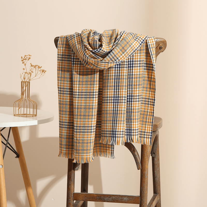 Winter Classic Grid Scarf Shawl Imitation Cashmere Long Warm Temu