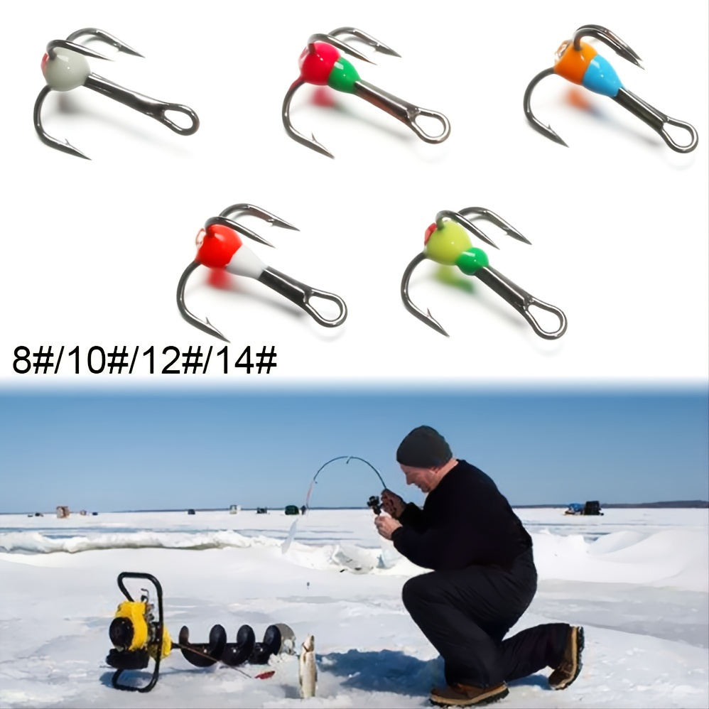 Newly 8# 10# 12# 14# Fishing Hooks Winter Ice Fishing Three-jaw
