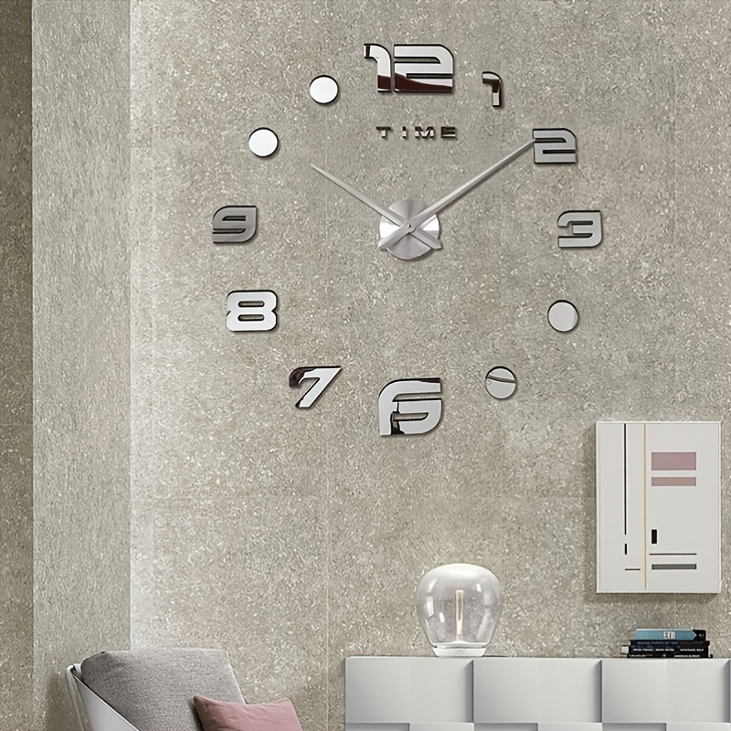 1pc Self Adhesive Diy 3d Wall Clock Modern Wall Clock Sticker Home