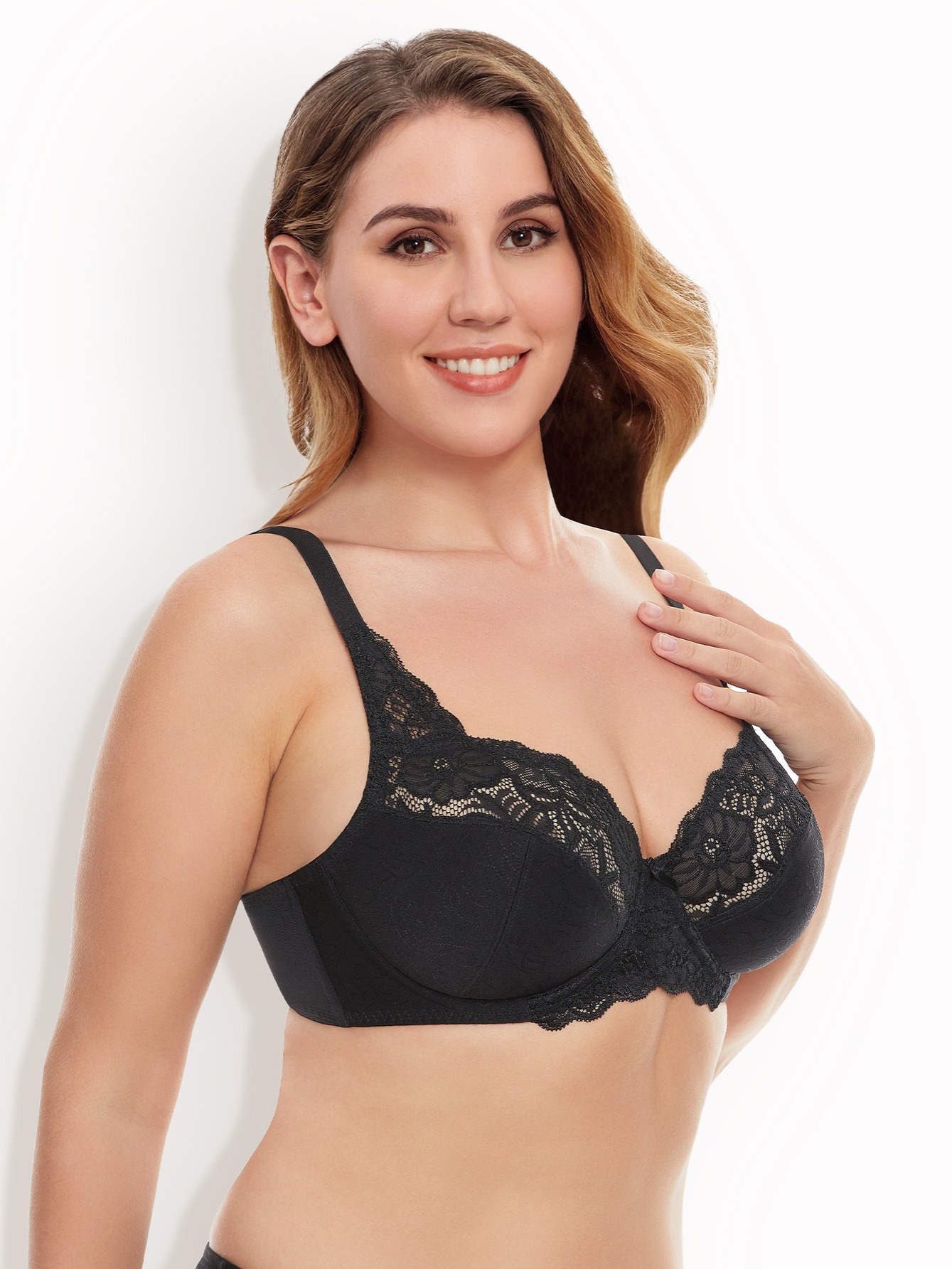 Everyday Bras for Women Plus Size Lace-Trim Bra Full-Coverage Push Up  Bralettes Wirefree Comfortable Minimizer Bra : : Clothing, Shoes &  Accessories