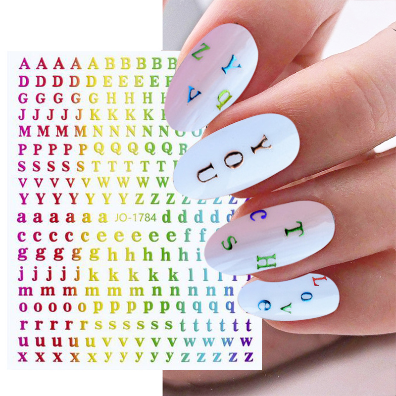 White L Designer Nail Stickers