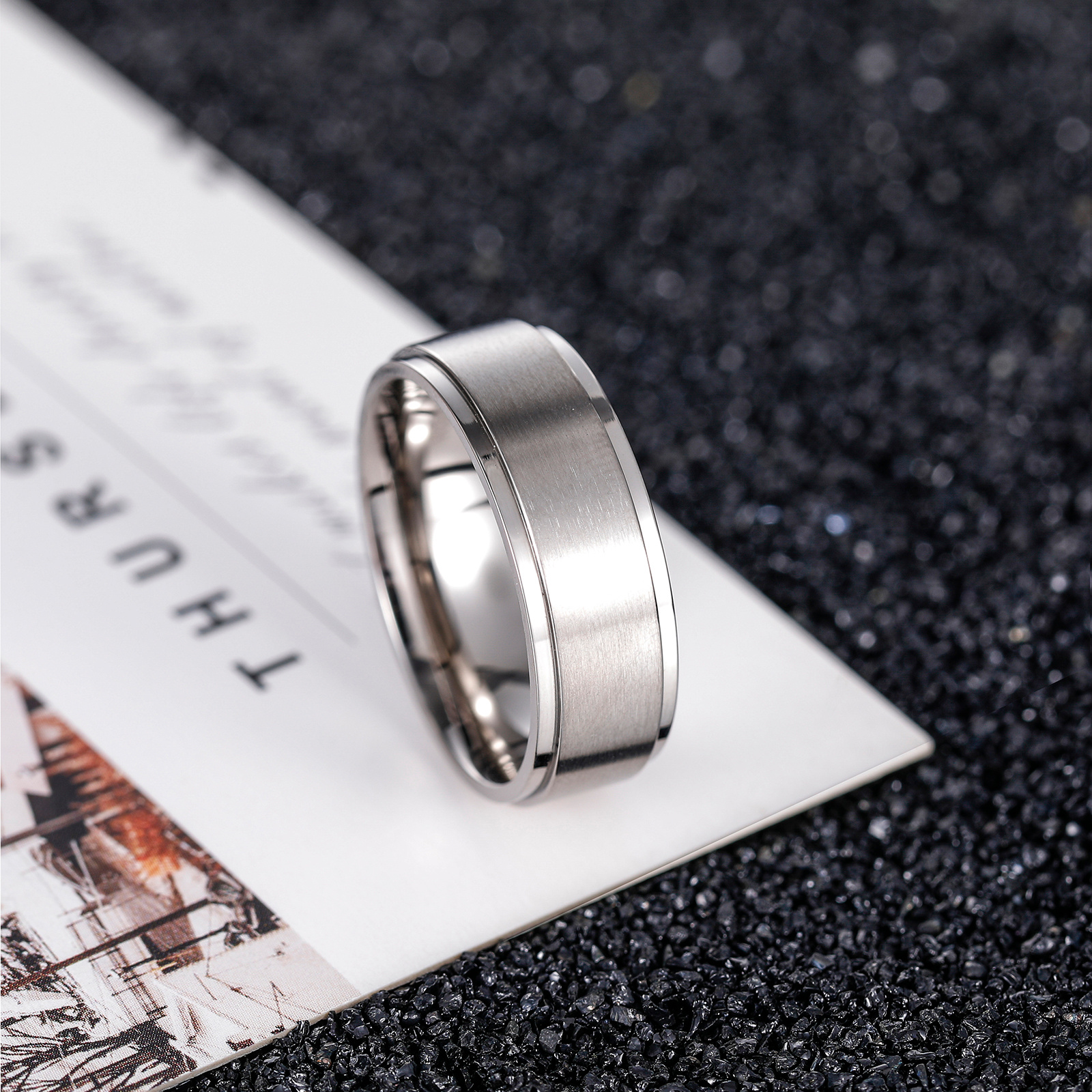 Men's Brushed Titanium Wedding Band Ring