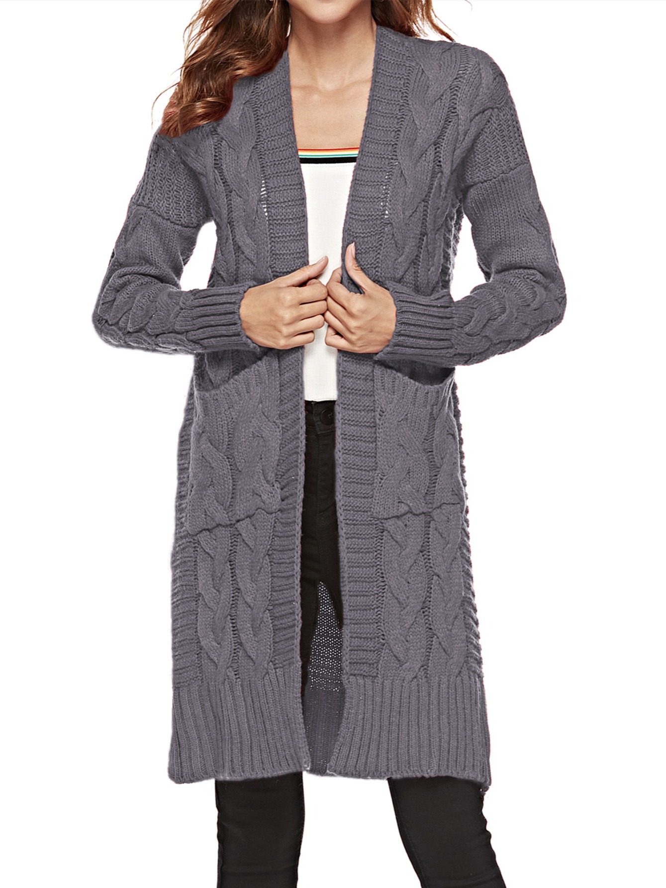 Women's Sweater Open Front Drape Long Cardigan Duster Long - Temu