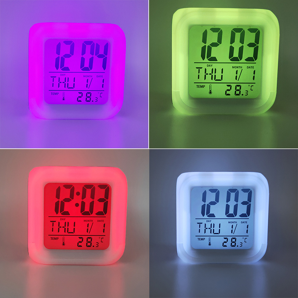  7 ColorAlarm Reloj LED Digital Reloj Cambio Luz Noche