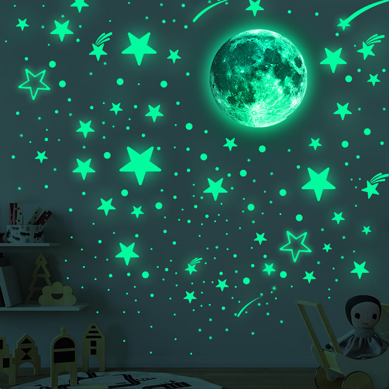 Estrellas Fluorescentes Para Techo Luminoso Luna Estrellas Puntos Pegatinas  Decorativas Infantiles Decoraciones Paredes Vinilos Decorativos Pared 3d  Fluorescente En La Oscuridad (azul) : : Bebé