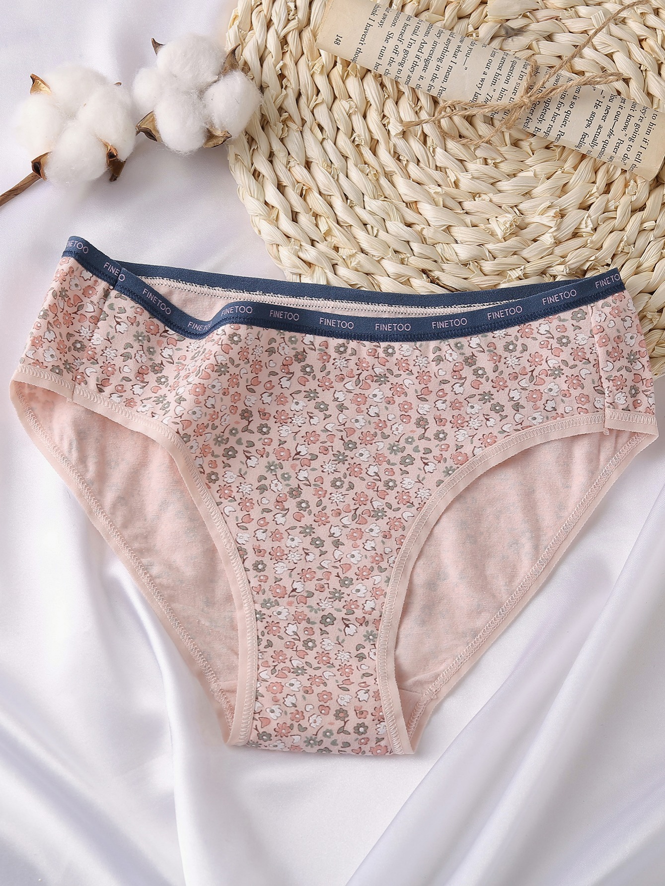 Floral Print Low Briefs Breathable Cotton Bikini Brief - Temu