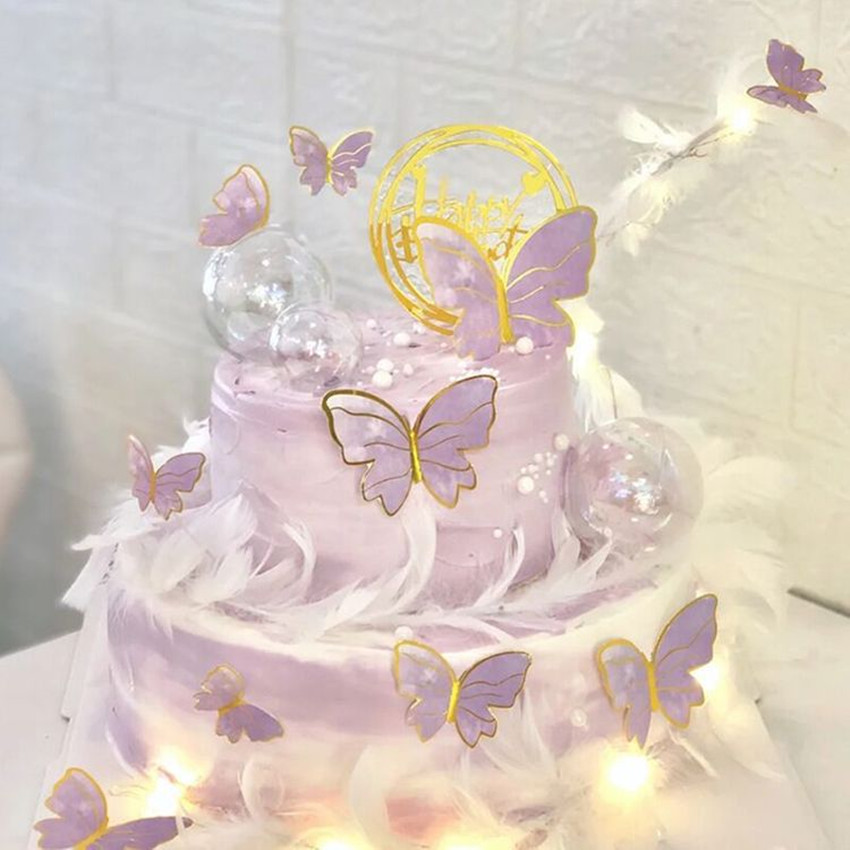 Glittery Golden Butterfly Cake Toppers Perfect For Birthday - Temu