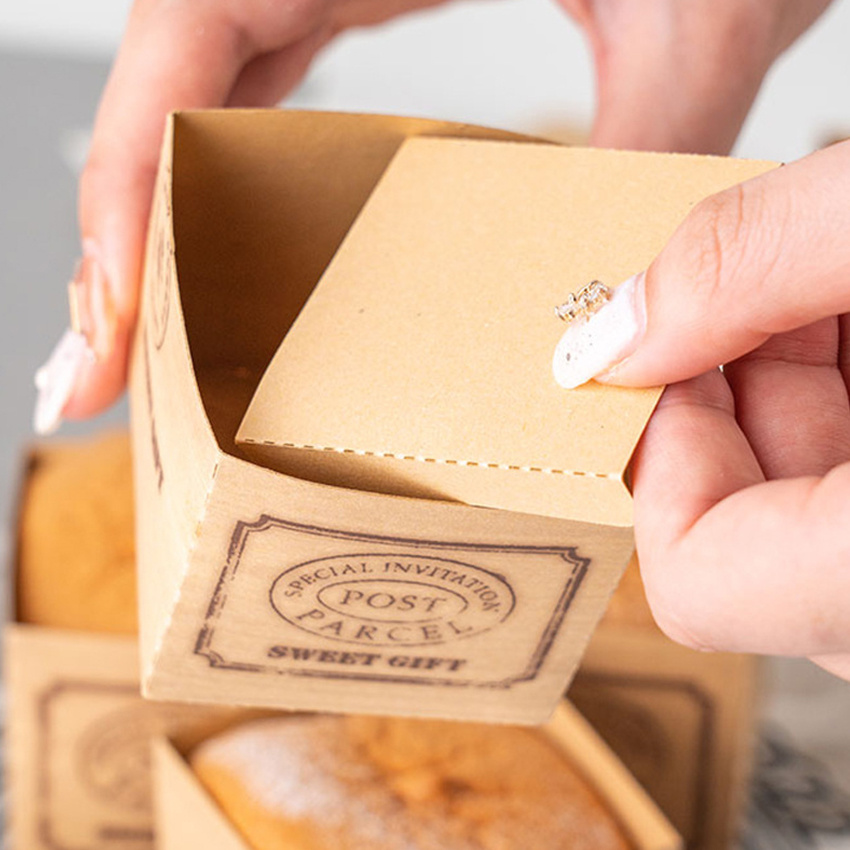 Cake Cups Square Kraft Paper Trays Bakery Packaging Muffin Temu