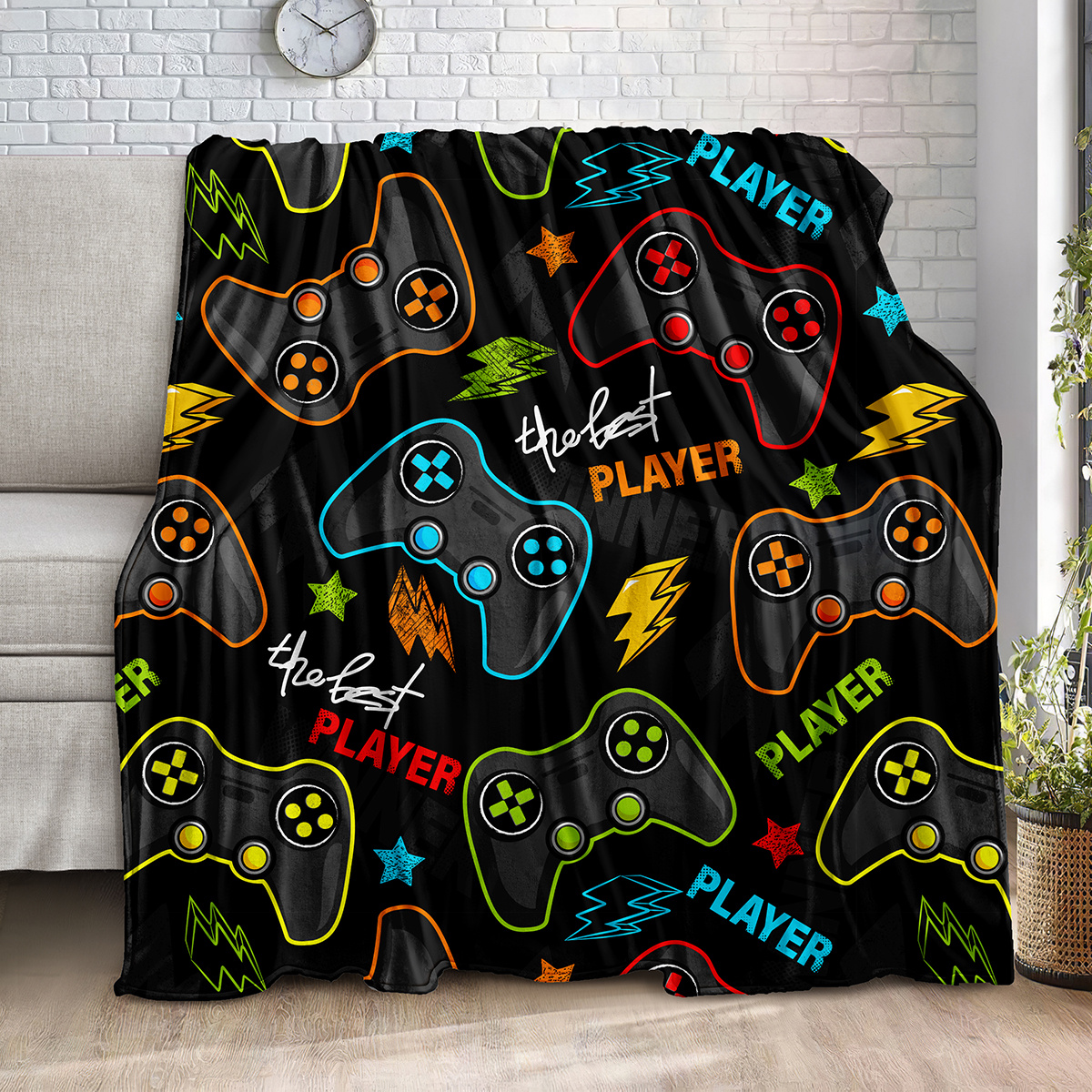 

Cozy Flannel Gamepad Blanket - Soft And Warm Throw Blanket For Gaming And Couch Bed - Perfect For Winter Nights