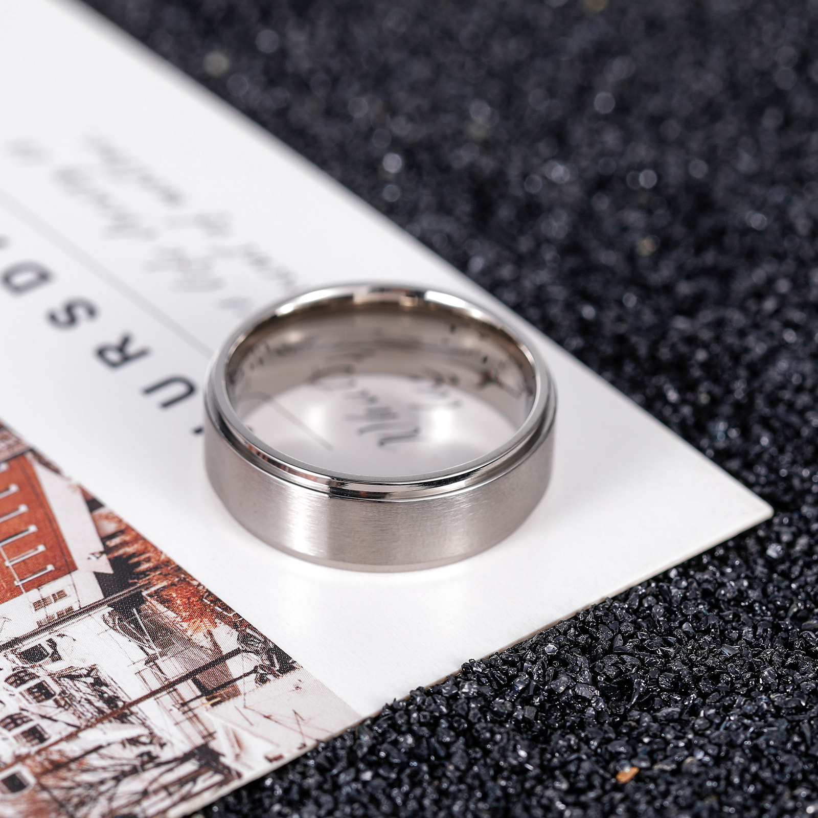 Men's Brushed Titanium Wedding Band Ring