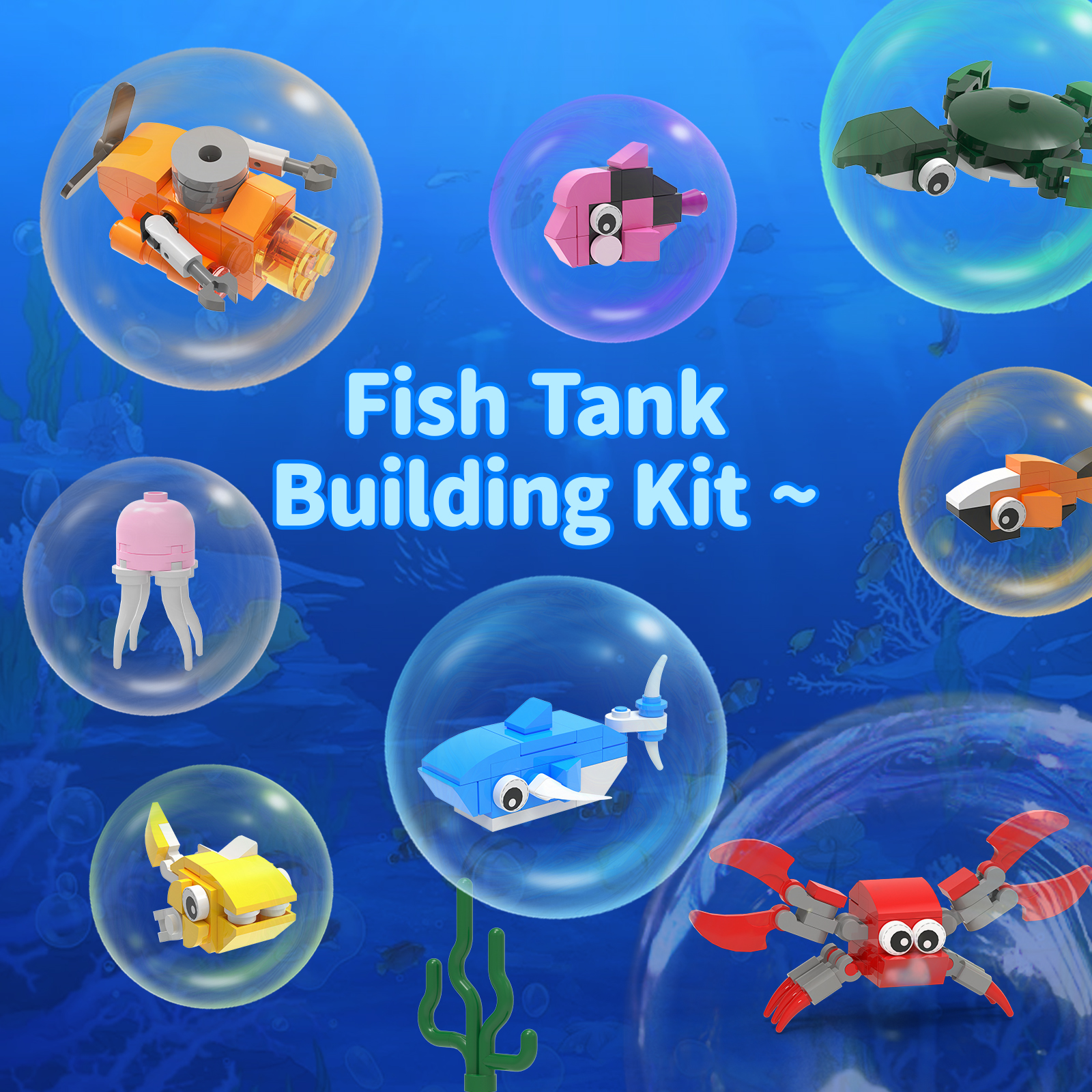 Fish Tank Aquarium Building Set with Light Kit