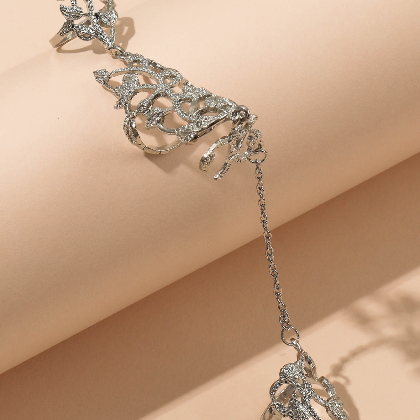 Vintage Silver Vine Leaf Flower Adjustable Ring