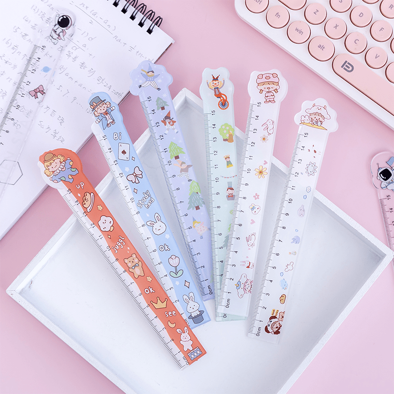 Cute And Lovely Cartoon Drawing Ruler Students Ruler For - Temu