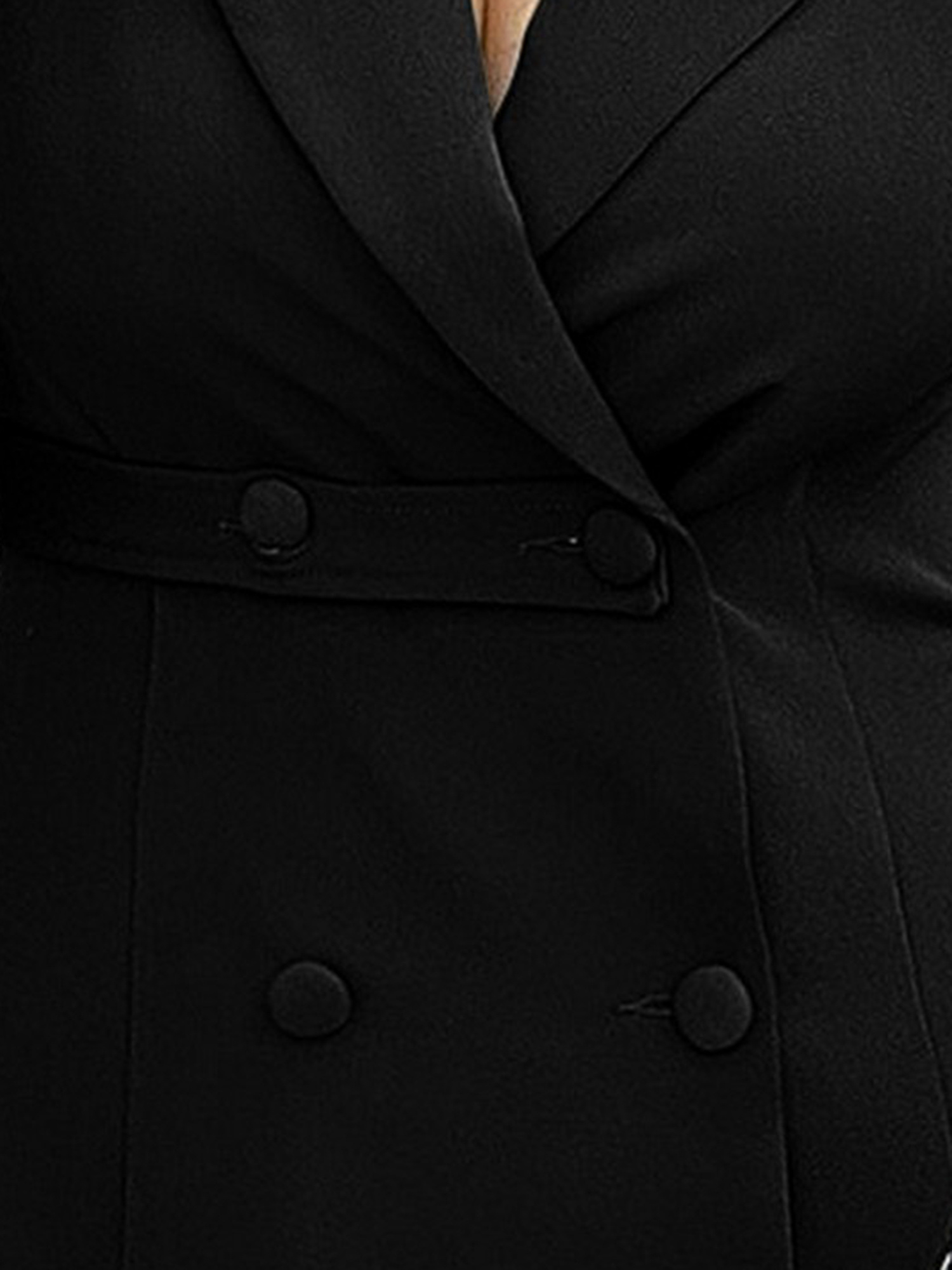 Elegant Waist Lapel Blazer Dress, Long Sleeve Solid Vneck Work Office Formal Suit Dresses