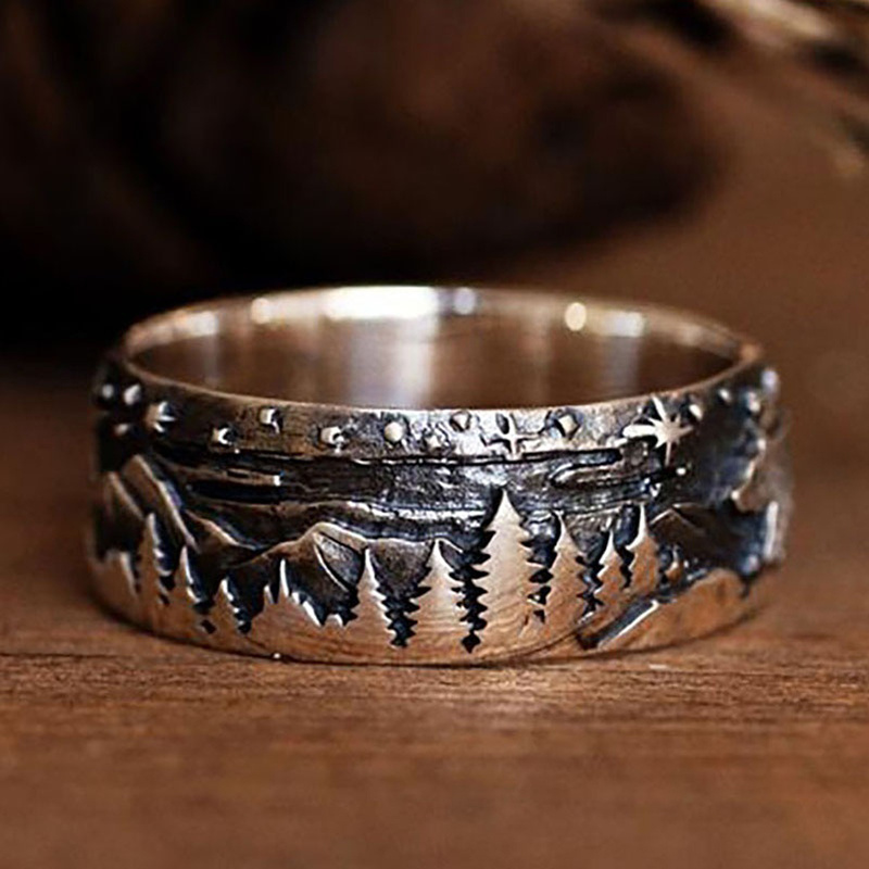 Men's Silver Animal Print Embossed Zinc Alloy Ring