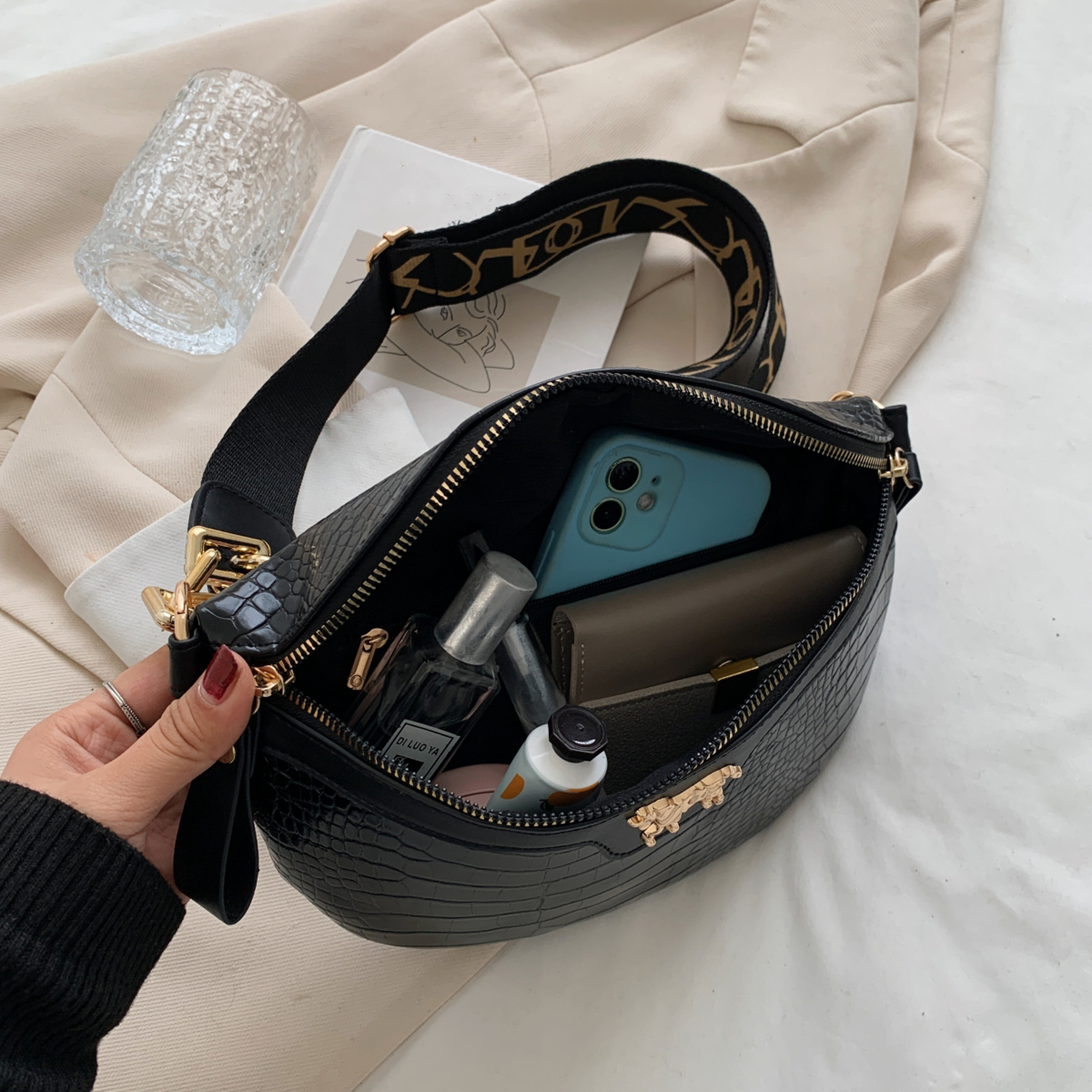 Fashion Waist Bag For Women Designer Chain Fanny Pack Luxury Alligator PU Belt  Bag