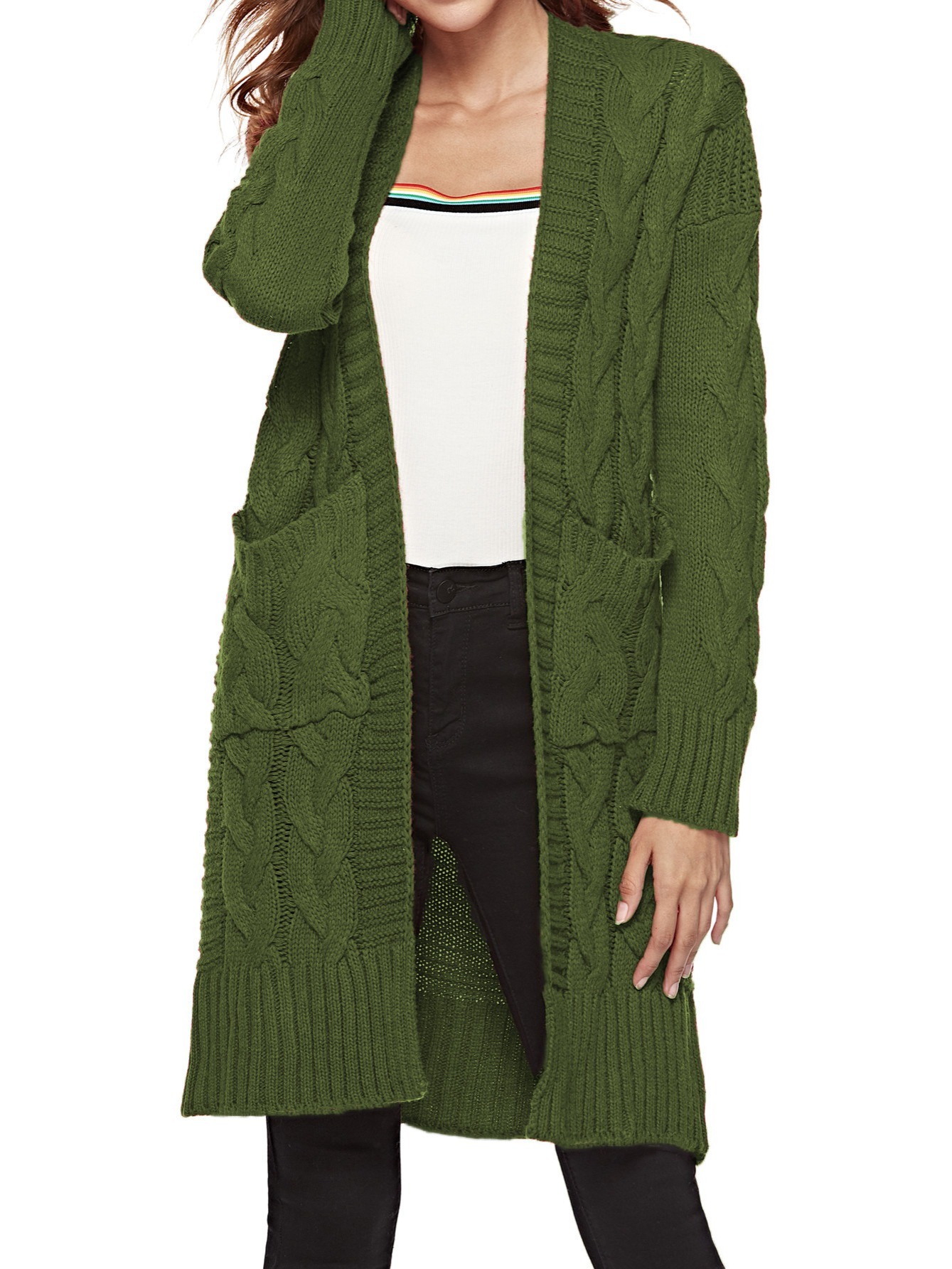 Women's Cable-knit Button Duster Cardigan - Temu