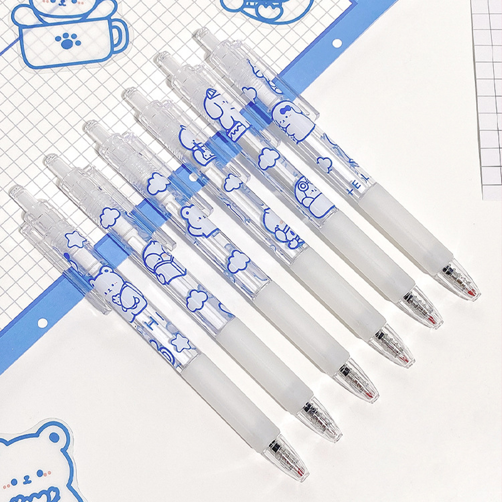 Cute Cartoon Bear Gel Pen Large Capacity Black Ink Press Gel - Temu