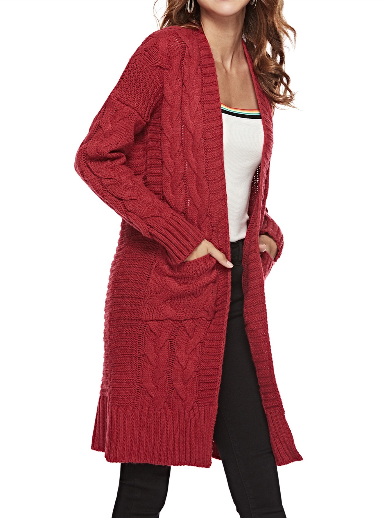 Long Duster Open-Front Cardigan Sweater for Women