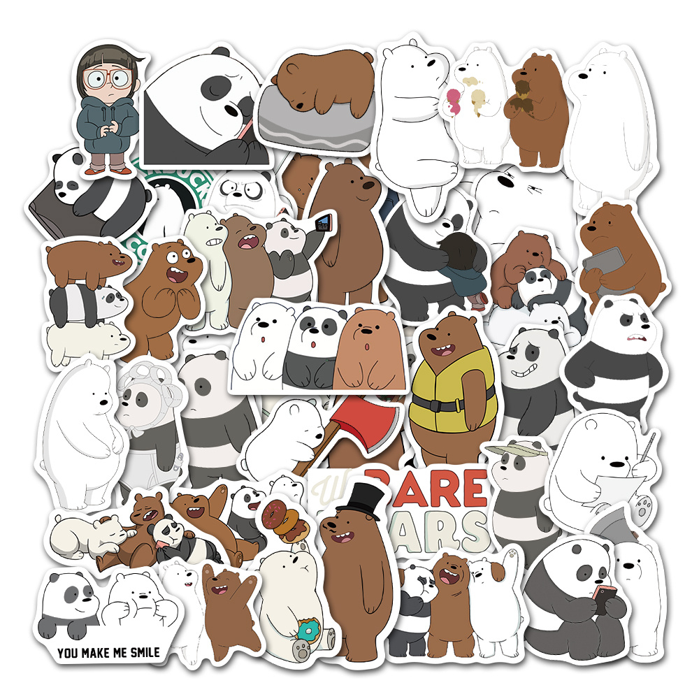 10/30/50PCS Popular Cartoon Polar Bear Sticker Pack Skateboard Guitar  Decoration DIY Laptop Waterproof Graffiti Decal Wholesale