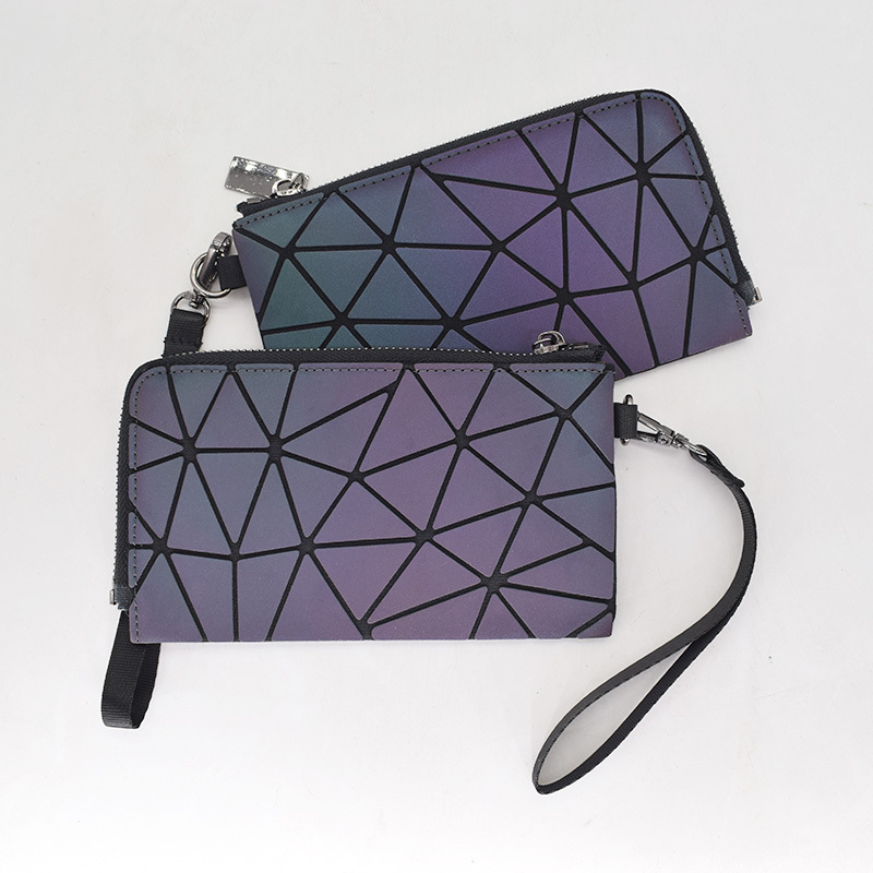 New Fashion Geometric Pattern Luminous Reflective Long Wallet With Wristlet, Shop On Temu And start Saving