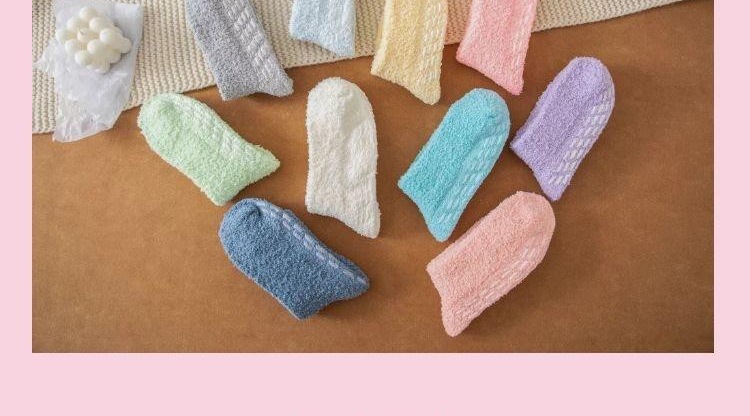 Warm Fuzzy Non slip Socks Colorful Pastel Grippy Crew Length - Temu